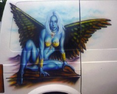 WINGED GIRL VAN MURAL